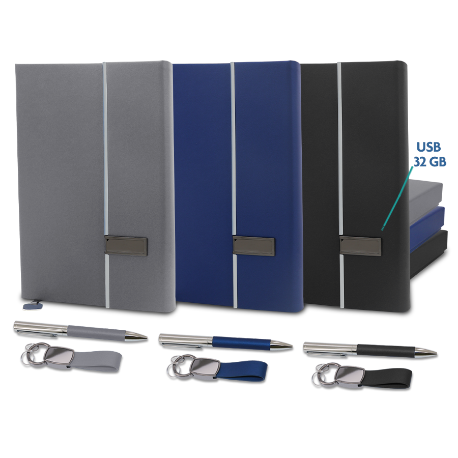 Coffret Note book USB 32 GB et Stylo & Porte-Clé