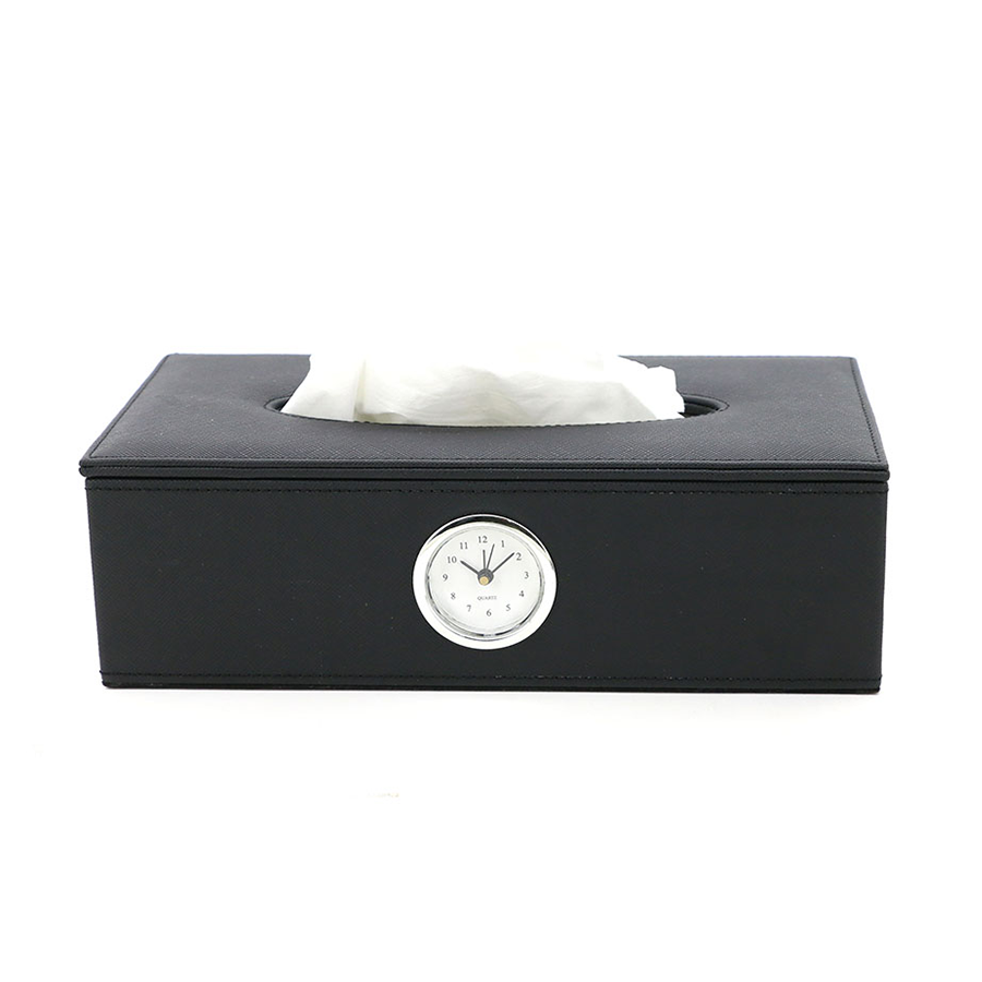 Cache Boite à Mouchoirs avec Horloge de Bureau