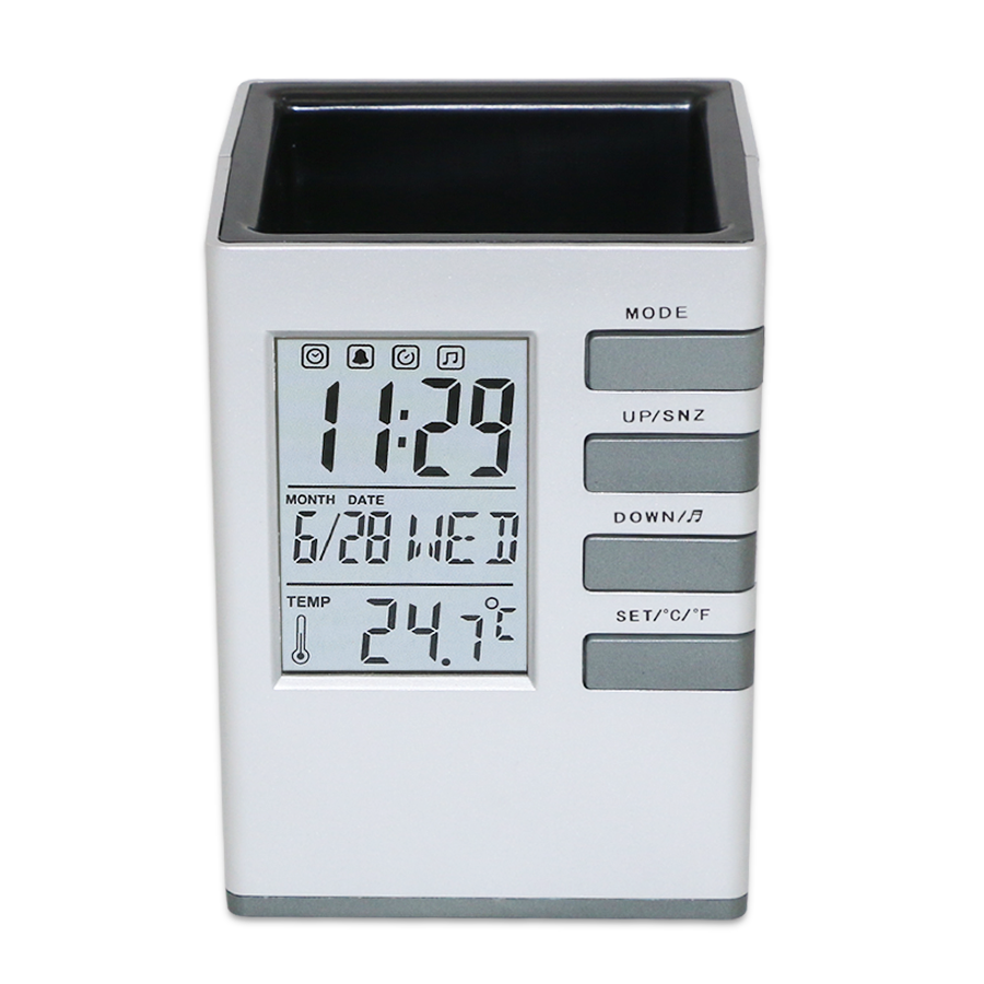 Pot a Crayons Horloge Digitale Cube